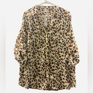 Maurice’s Leopard Print Button-Up Blouse NWT